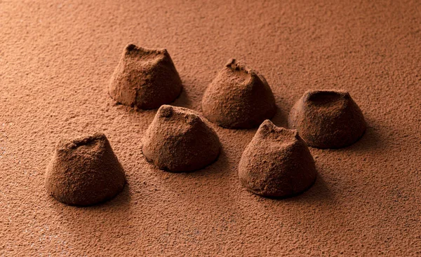 Trufas Chocolate Sobre Fondo Madera —  Fotos de Stock