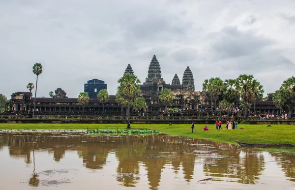 Besök Det Historiska Berömda Och Gamla Tempelkomplexet Angkor Wat Kambodja — Stockfoto