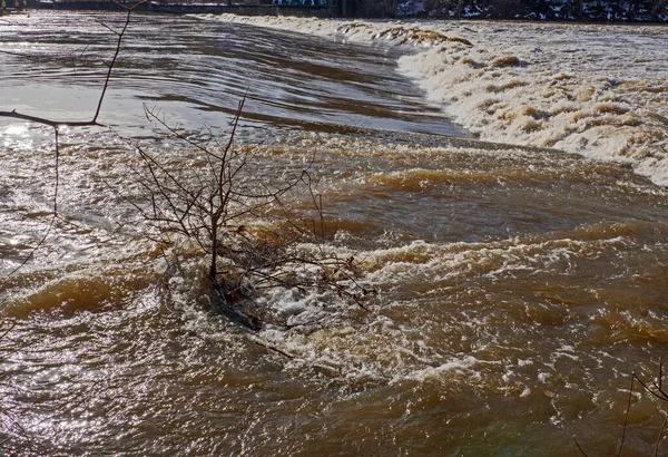 Presa Saale Halle Con Inundaciones —  Fotos de Stock