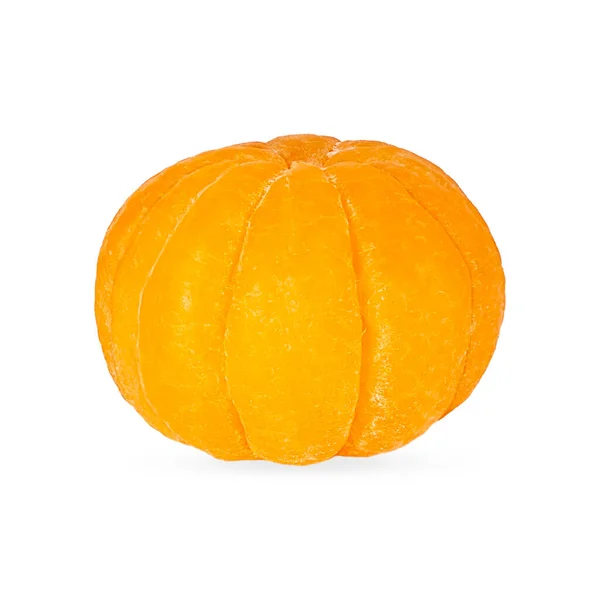 Een Rijpe Hele Geschilde Mandarijn Fruit Witte Achtergrond Met Clipping — Stockfoto