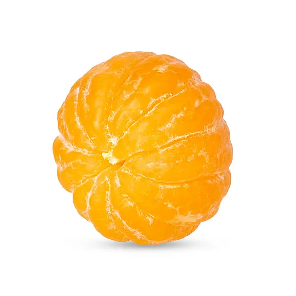 Mogen Hel Skalad Mandarin Frukt Vit Bakgrund Med Klippbana För — Stockfoto