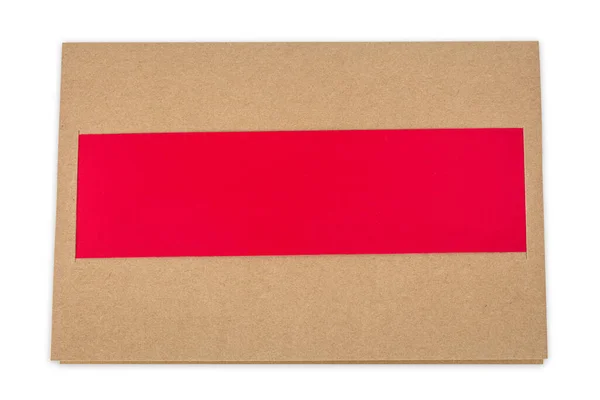 Beige Wenskaart Met Rode Insert Witte Achtergrond — Stockfoto