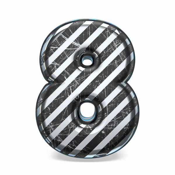 Striped Steel Black Scratched Font Number Eight Render Illustration Isolated — Stock Photo, Image