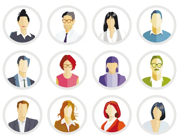 Avatar Van Mensen Avatars Icoon Set Plat Ontwerp — Stockfoto