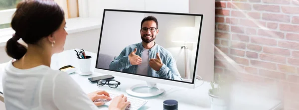 Online Videoconferentie Oproep Bijeenkomst Afstand Webinar — Stockfoto