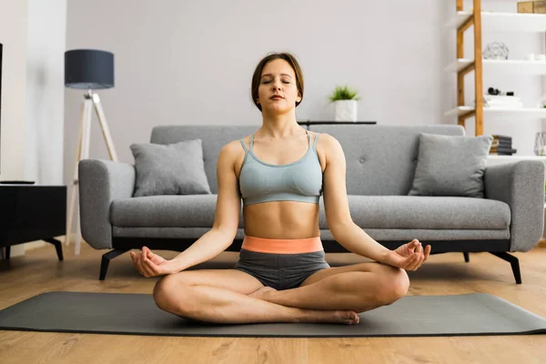 Meditación Saludable Yoga Fitness Mujer Postura Del Loto —  Fotos de Stock