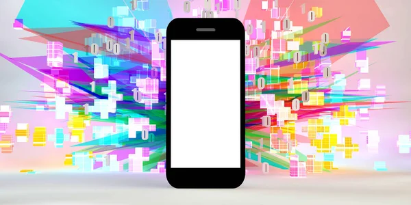 Smartphone Com Telefone Celular Fundo Colorido — Fotografia de Stock