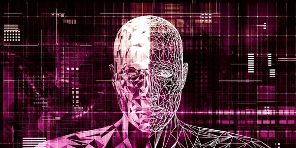 Цифрова Ілюстрація Людського Мозку Двійковим Кодом — стокове фото