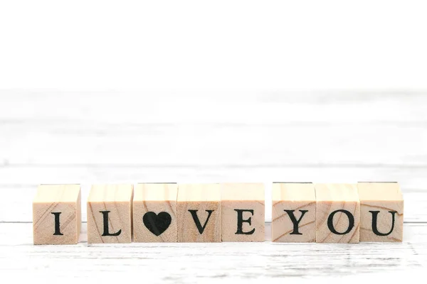 Wood Type Stamps Word Love You Printed Table — Stock Photo, Image