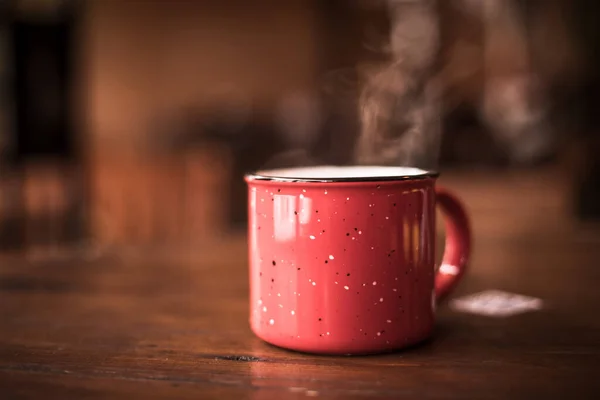 Чашка Кофе Горячий Шоколад Деревянном Столе — стоковое фото