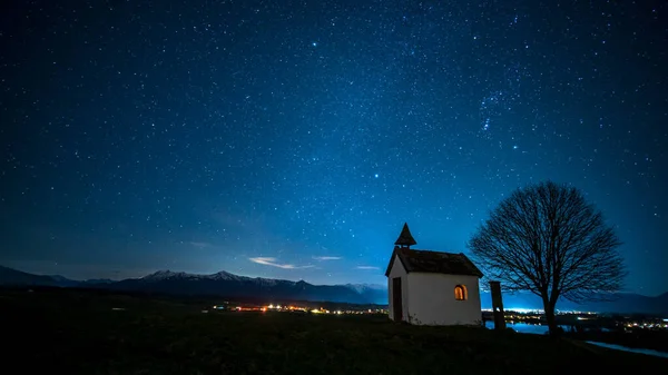 Cielo Notturno Con Stelle Luna — Foto Stock