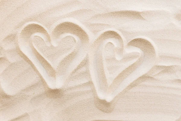 Travel Vacation Honey Moon Concept Heart Shapes Sand Love Two — Stock Photo, Image