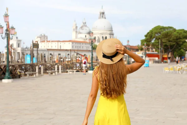 Tourismus Venedig Italien Junges Mädchen Sommerurlaub Europa Weibliche Rückansicht Mit — Stockfoto