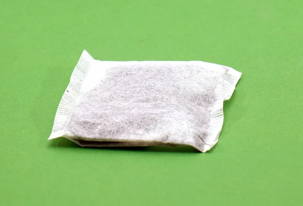 Green Tea Bag White Background — Stock Photo, Image