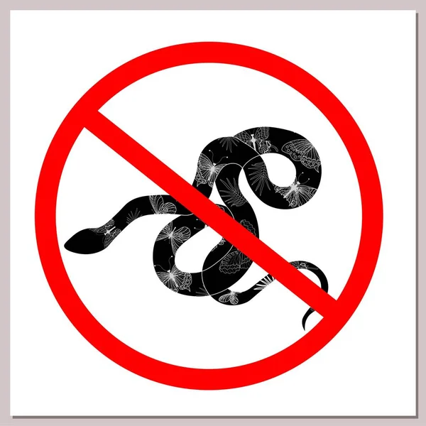 Знак Запрещающий Змей Змея Красном Вычеркнутом Круге Концепция Опасности Отсутствие — стоковое фото