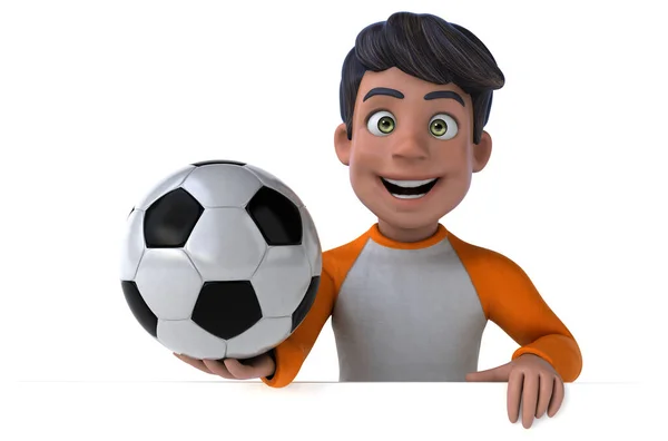 Diversão Personagem Desenho Animado Com Bola — Fotografia de Stock