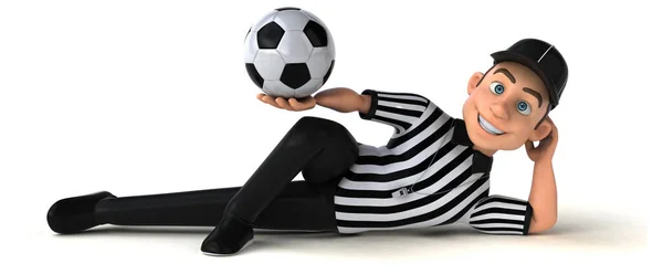 ボールのあるサッカー選手の楽しい3Dイラスト — ストック写真