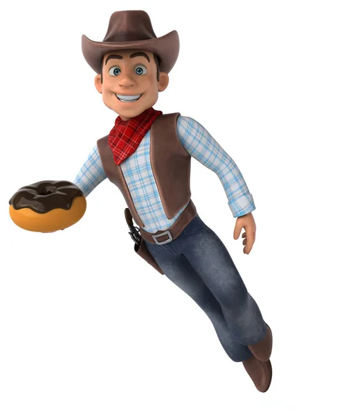 Spaß Cowboy Mit Becher Illustration — Stockfoto