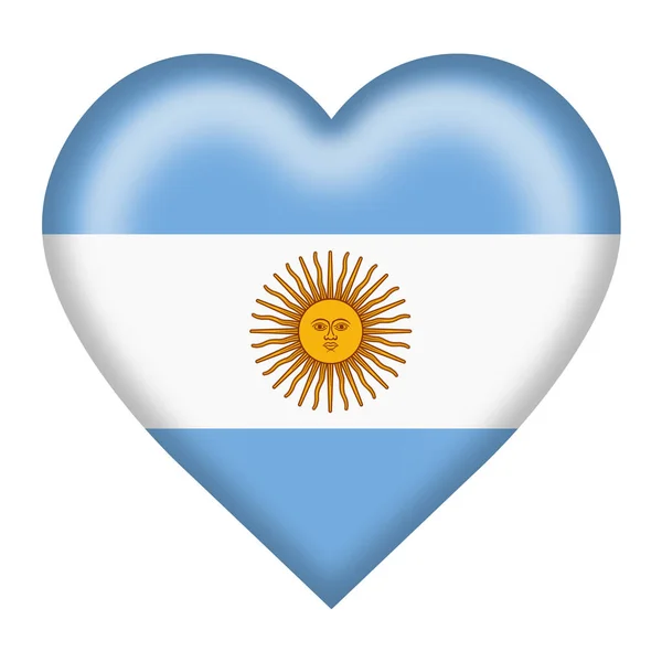 クリッピングパス3Dイラストと白に隔離されたアルゼンチンの旗ハートボタン — ストック写真