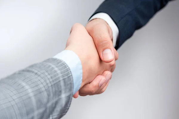 Young Business People Shaking Hands Office Finishing Successful Meeting Three — Stock Photo, Image