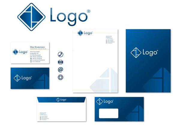 Företagsdesign Stationära Logotyper Ikoner Modern Vektor Set Insamling Teknik Företag — Stockfoto