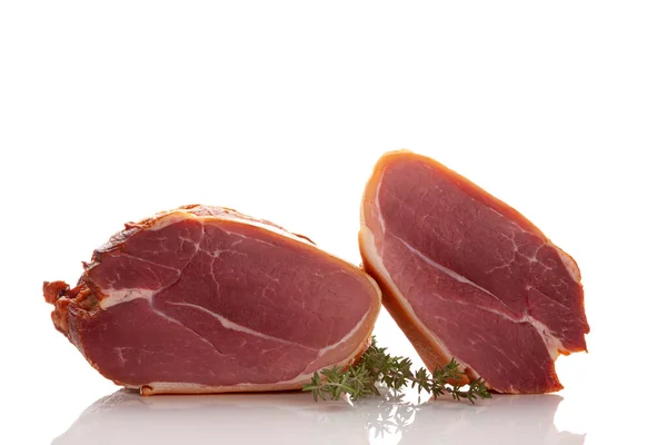 Färskt Rått Kött Med Kryddor Vit Bakgrund — Stockfoto