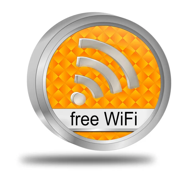 Pulsante Wifi Wireless Gratuito Arancione Illustrazione — Foto Stock