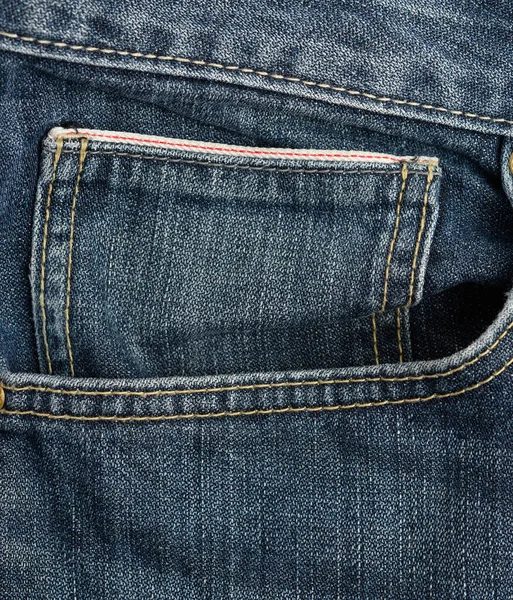 Fronttasche Aus Blauen Klassischen Jeans Vollrahmen Nahaufnahme — Stockfoto