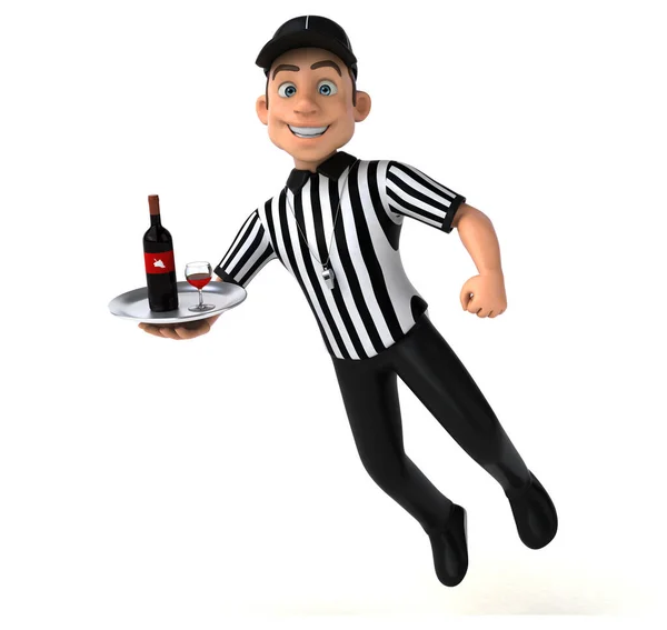 Fun Illustration Cartoon Asian Referee Wine — Stock Photo, Image