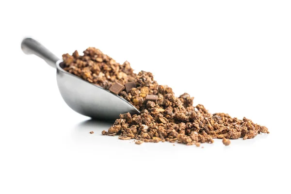 Cereali Colazione Misurino Mattina Cioccolato Granola Isolato Sfondo Bianco — Foto Stock