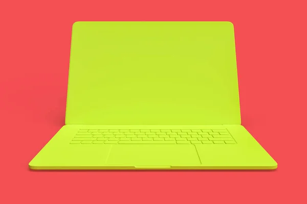 Sarı Arka Planda Boş Ekranlı Bir Laptop Illüstrasyon — Stok fotoğraf