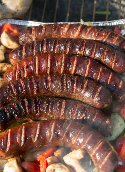 Gegrild Vlees Groenten Een Barbecue — Stockfoto