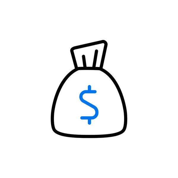 Vektor Obrysu Tašky Penězi Finanční Znamení Grafický Symbol Pro Design — Stock fotografie