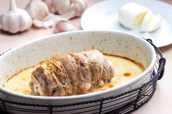 Baked Chicken Breast Potatoes Garlic — Stock Photo, Image