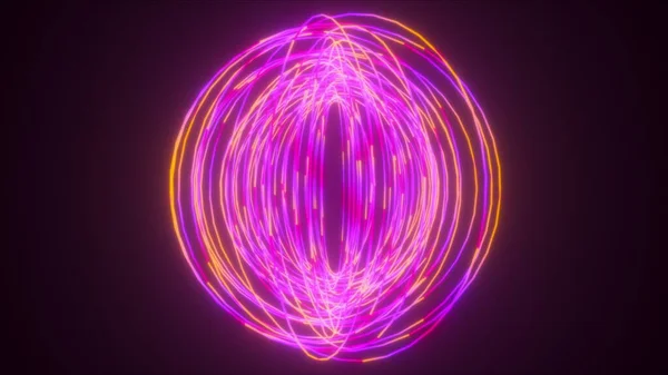 Vékony Neonszálak Körforgása Számítógép Generálva Absztrakt Futurisztikus Háttér Kialakítása — Stock Fotó