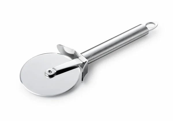 Stainless Steel Pizza Cutter Placed White Background Stock Picture