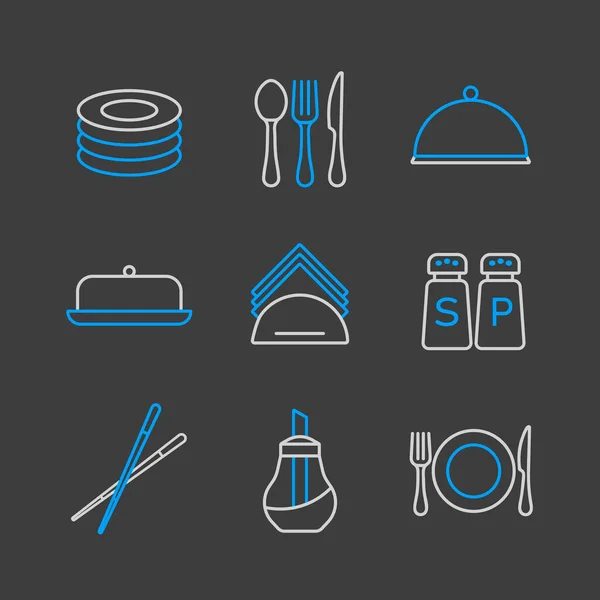 Restaurang Vektor Ikon Set Serverar Matskylt Diagram Symbol För Matlagning — Stockfoto