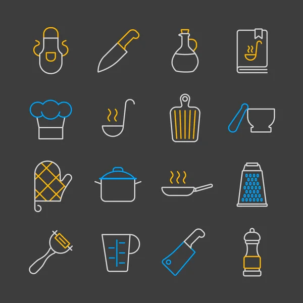 Koken Voedsel Keuken Vector Pictogram Set Grafiek Symbool Voor Koken — Stockfoto