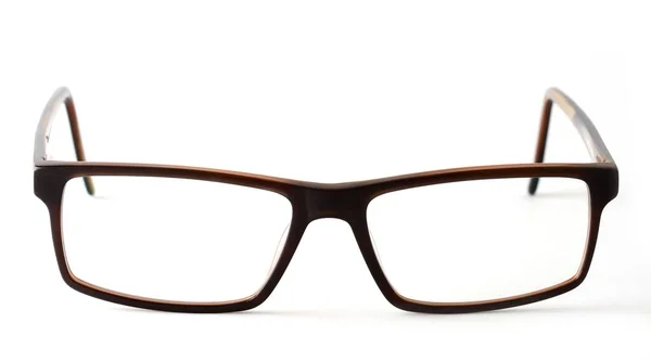 Closeup Brown Modern Eyeglasses White Background — Stock Photo, Image