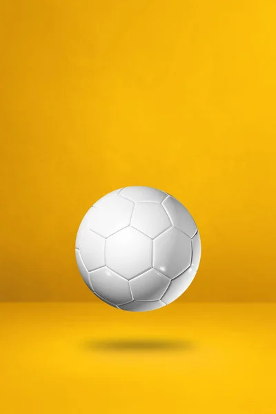 Білий Футбольний Ізольований Жовтому Фоні Студії Ілюстрація — стокове фото