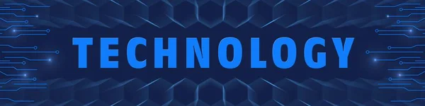 Technolgie Blue Lettering Banner Information Connecting Lines Blurred Honeycomb Elements — Stock Photo, Image