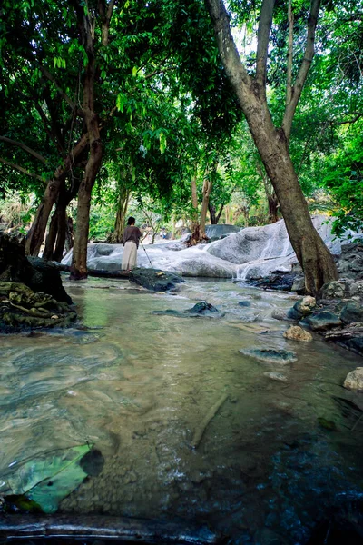 Paisagem Natural Incrível Cachoeira Cachoeira Floresta Tropical Wang Kan Lueang — Fotografia de Stock