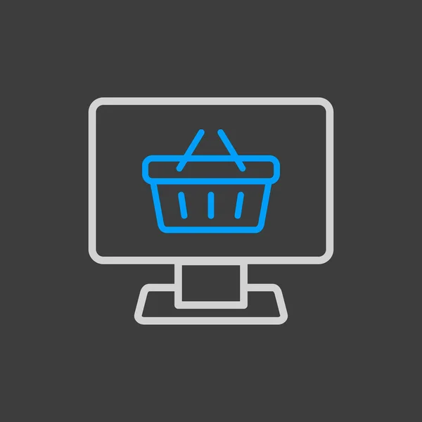 Wyświetlacz Komputerowy Wektorem Koszyka Zakupów Symbol Koszyka Zakupów Online Ilustracja — Zdjęcie stockowe