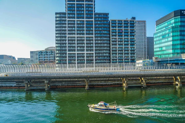 Stadsgezicht Van Schepen Shinagawa Keihin Canal Schietplaats Grootstedelijk Gebied Van — Stockfoto