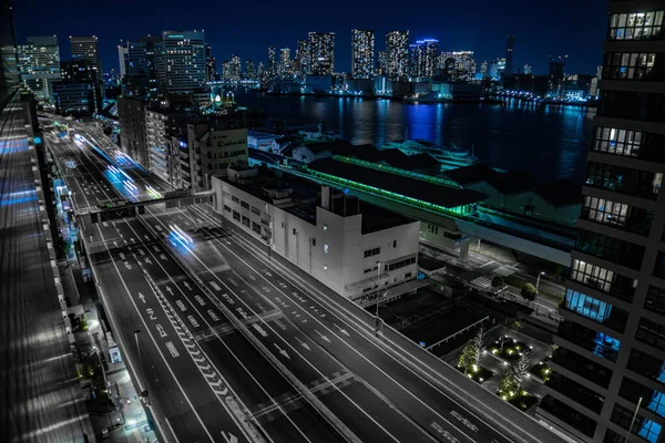 Autopista Metropolitana Wangan Vista Nocturna Minato Tokio Ubicación Del Disparo —  Fotos de Stock