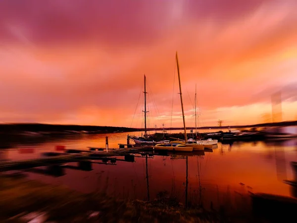 Vacker Solnedgång Över Havet — Stockfoto