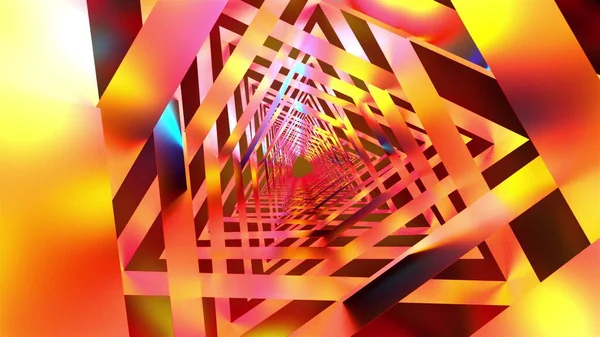 Komputer Wygenerował Opalizujący Tunel Renderowanie Drogi Części Trójkątnych Abstrakcyjne Tło — Zdjęcie stockowe