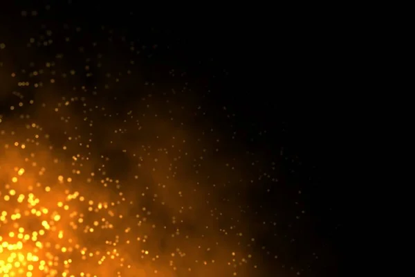 Abstract Illustration Sparkling Burning Fire Dark Black Background Copy Space — Stock Photo, Image