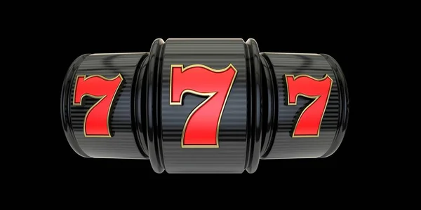Rood Zwart 777 Casino Jackpot Render Illustratie Geïsoleerd Zwarte Achtergrond — Stockfoto