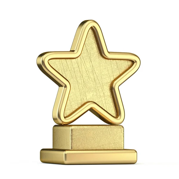 Troféu Estrela Ouro Renderização Ilustração Isolada Fundo Branco — Fotografia de Stock